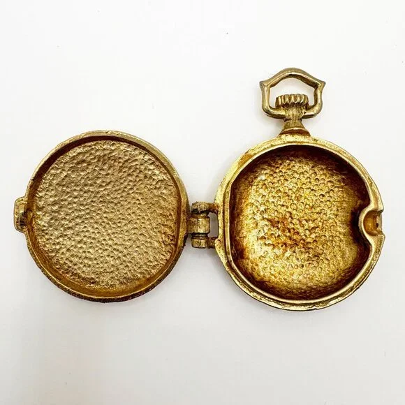 Vintage Mary Chess Perfume Locket Pendant 1960s Gold Tone Rhinestone - Picture 4 of 4